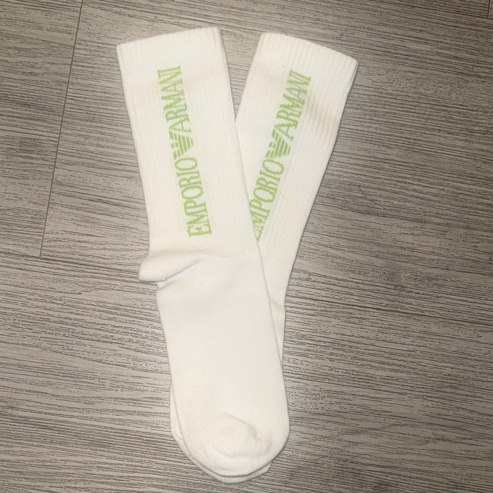 NWOT Emporio Armani White and Green Casual Socks